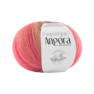 Lana Papatya Angora Batik Matizada Magenta, Naranja, Ocre y Cafe #60