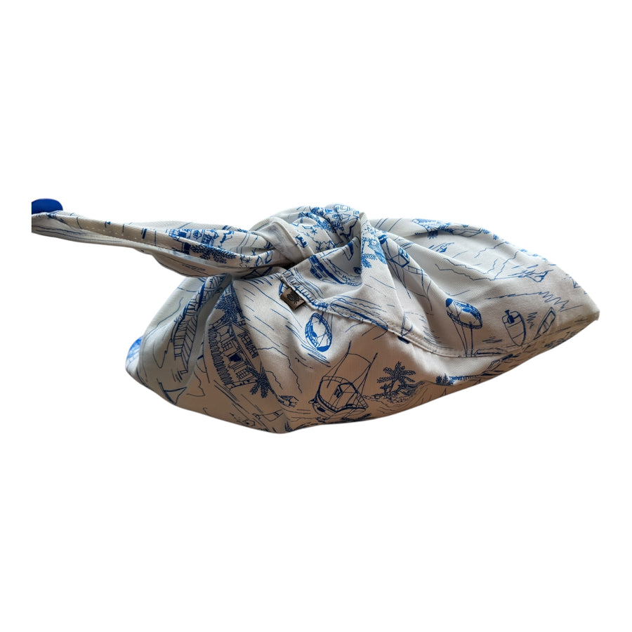 Bolsa Origami en Lona Estampada - Playa Azul Claro