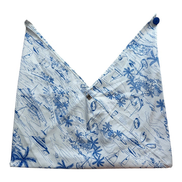 Bolsa Origami en Lona Estampada - Playa Azul Claro