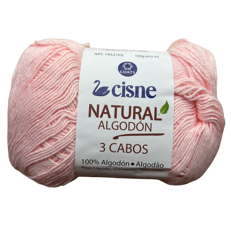 Hilo Cisne Natural Algodón 3 Cabos Rosado Bebe 048