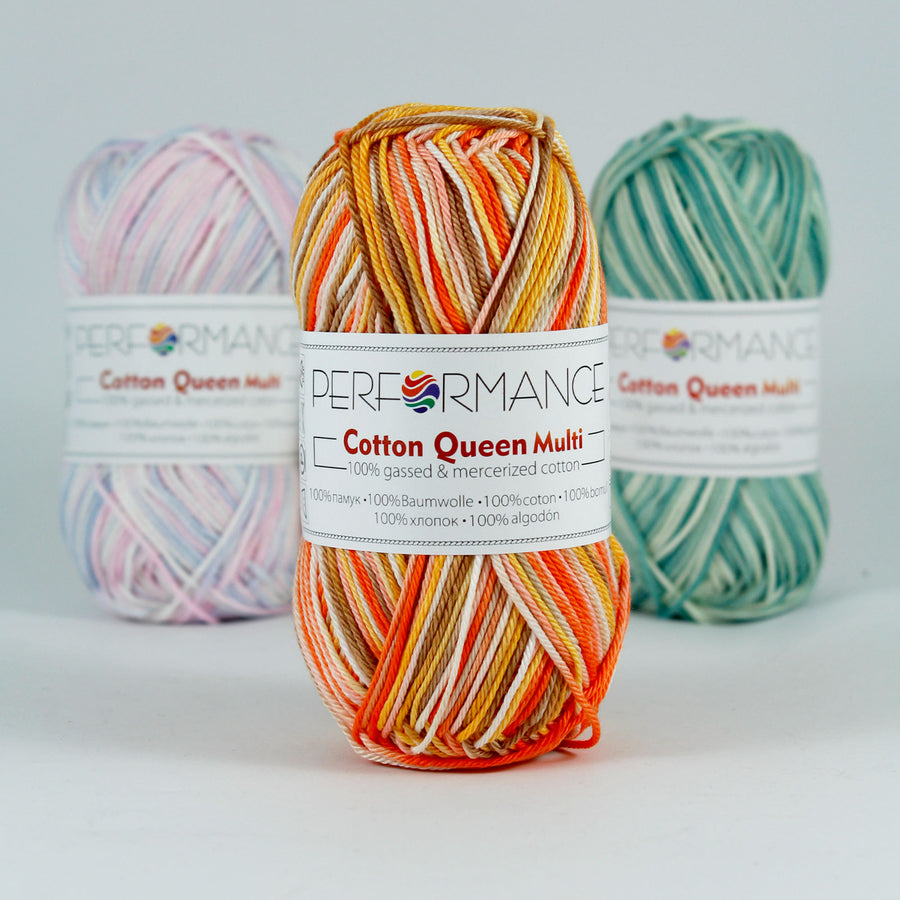 Lana Performance Cotton Queen Multi Matizado Naranja # 9075 x 50 gramos