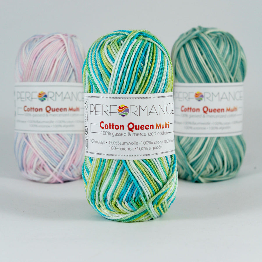 Lana Performance Cotton Queen Multi Matizado Azul, Verde Blanco # 10401 x 50 gramos