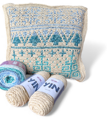 Kit Cojin Blanca Navidad Mosaico Crochet