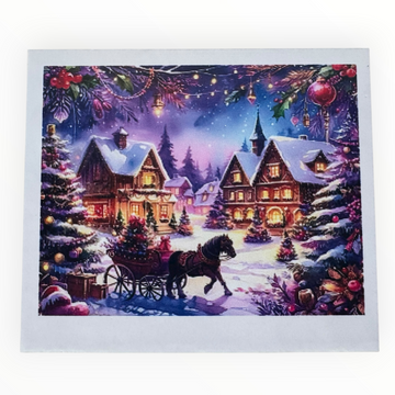 Kit de Pintura con Diamantes 5D - Diamond Paint - Navidad - Trineo con Casas Navideñas - 30 x 40 cm