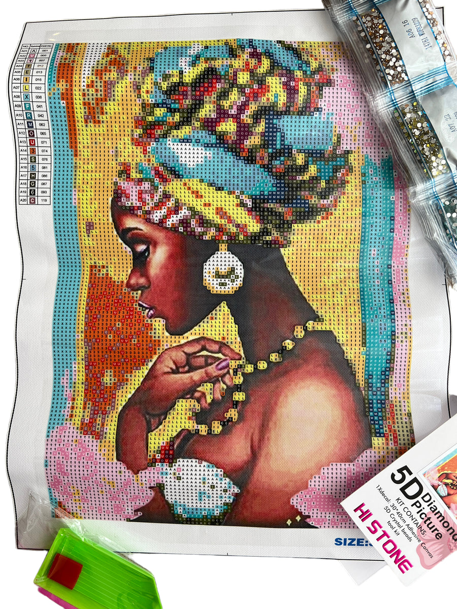 Kit de Pintura con Diamantes 5D - Diamond Paint - Africana - 40 x