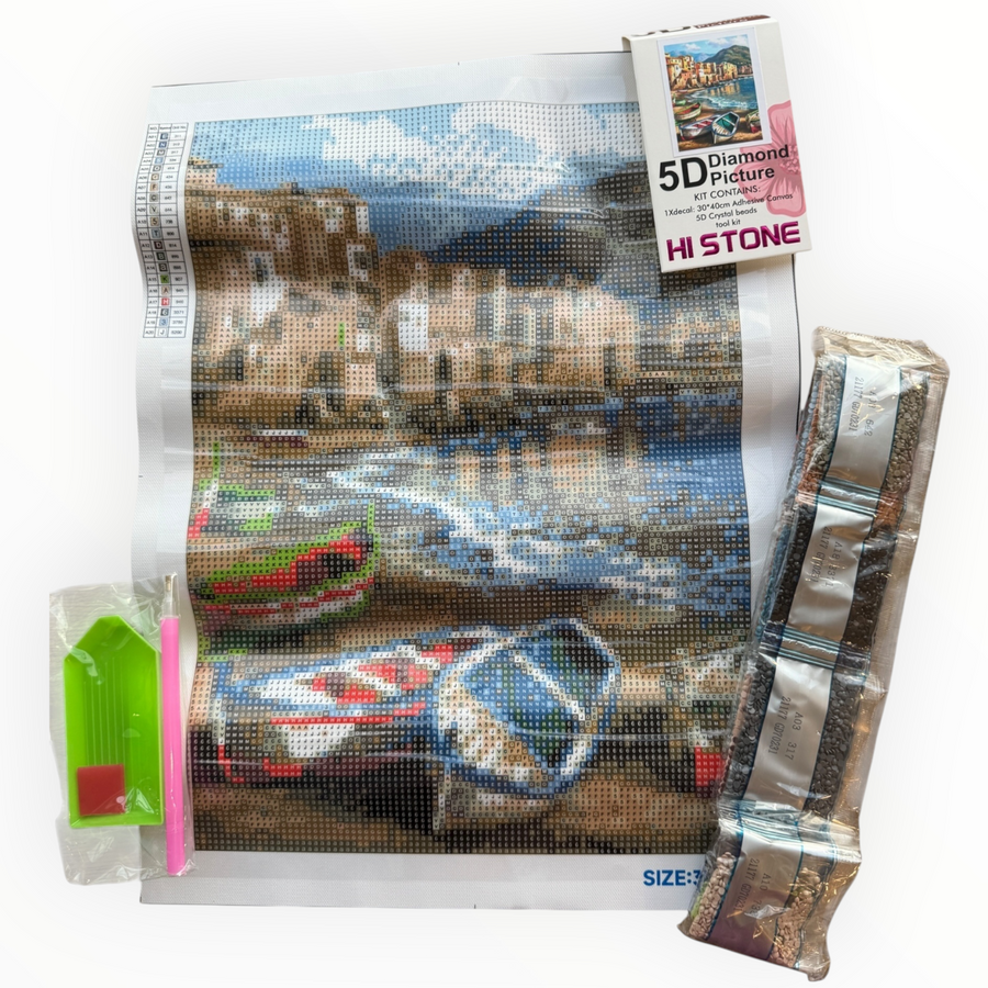 Kit de Pintura con Diamantes 5D - Diamond Paint - Canoas - 30 x 40 cms