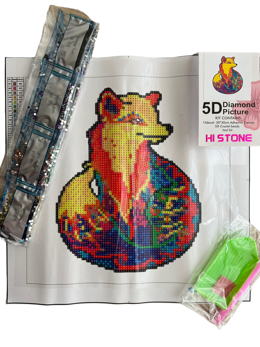 Kit de Pintura con Diamantes 5D - Diamond Paint - Zorro Mandala - 30 x 30 cms