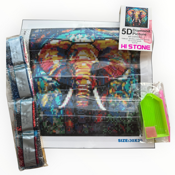 Kit de Pintura con Diamantes 5D - Diamond Paint - Elefante - 30 x 40 cms