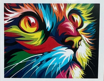 Kit de Pintura con Diamantes 5D - Diamond Paint - Gato de Colores - 30 x 40 cms