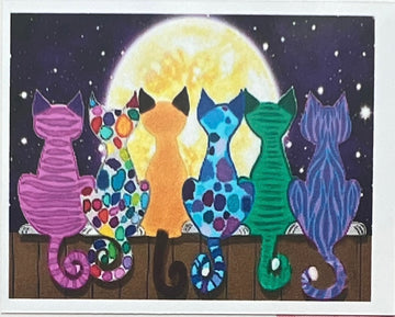 Kit de Pintura con Diamantes 5D - Diamond Paint - Gatos Luna - 30 x 40 cms