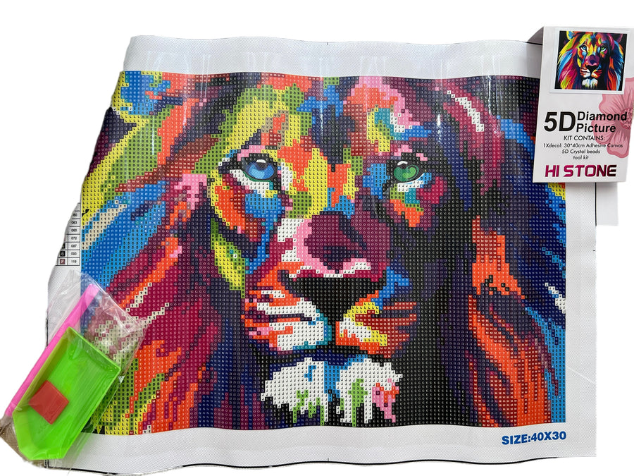 Kit de Pintura con Diamantes 5D - Diamond Paint - León - 30 x 30 cms