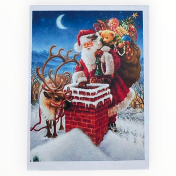 Kit de Pintura con Diamantes 5D - Diamond Paint - Navidad -  Santa Entrando Chimenea - 30 x 40 cm