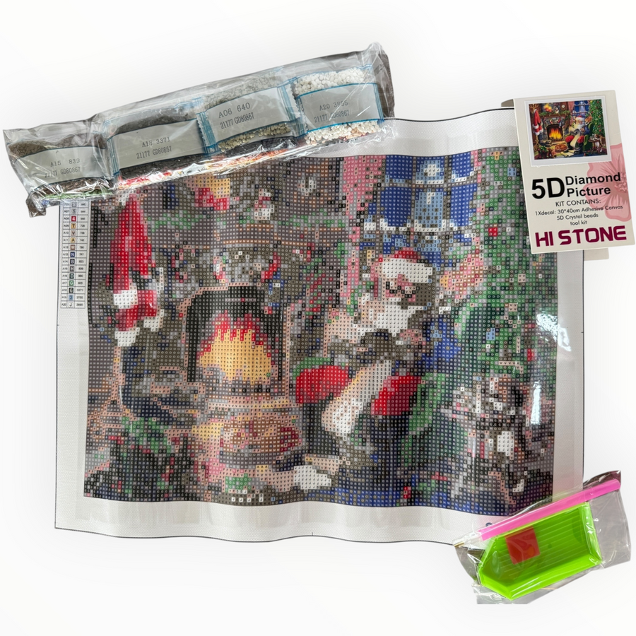 Kit de Pintura con Diamantes 5D - Diamond Paint - Navidad - Santa Lista - 30 x 40 cm