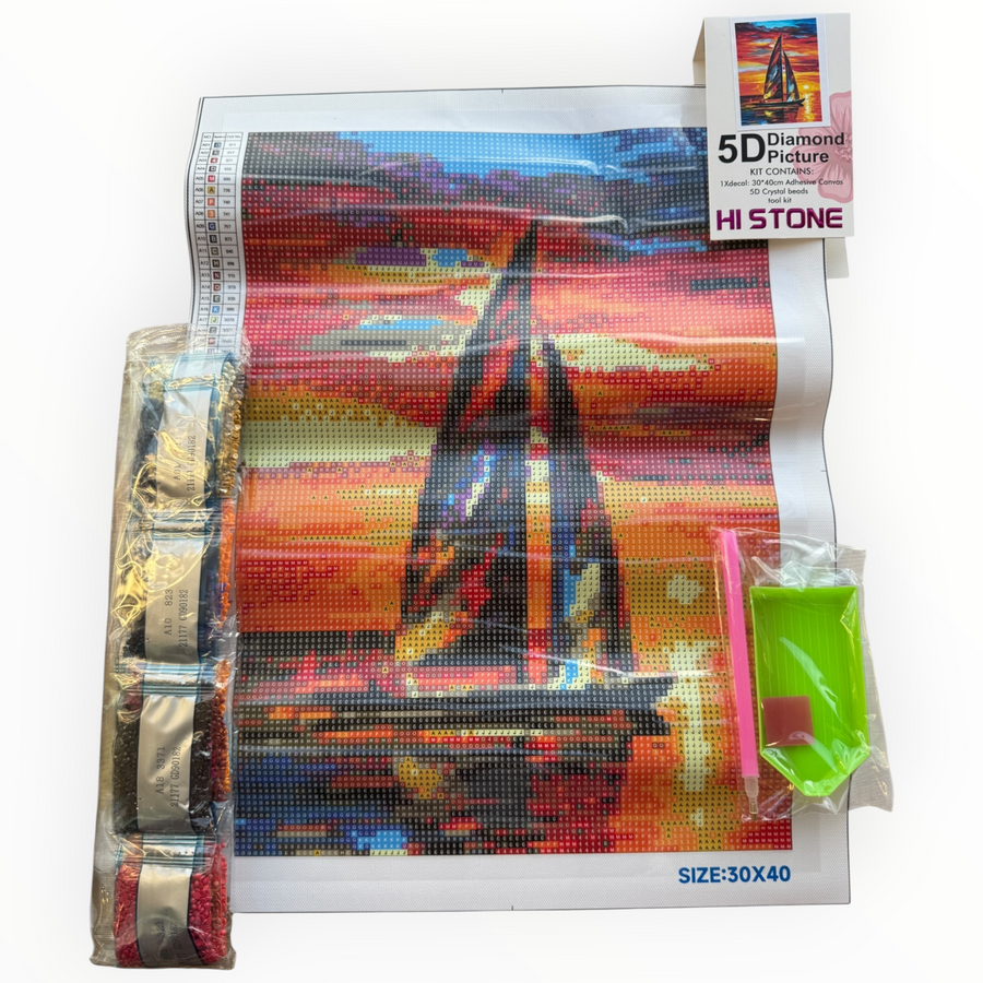 Kit de Pintura con Diamantes 5D - Diamond Paint - Velero - 30 x 40 cm
