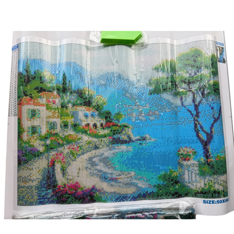 Kit de Pintura con Diamantes 5D - Diamond Paint - Costa Azul - 50 x 40 cms