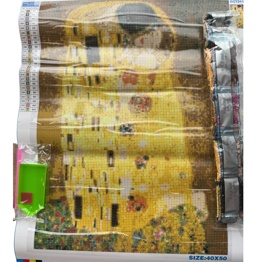 Kit de Pintura con Diamantes 5D - Diamond Paint - El Beso Klimt - 50 x 40 cms