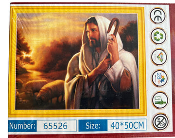 Kit de Pintura con Diamantes 5D - Diamond Paint - Jesus Pastor - 50 x 40 cms