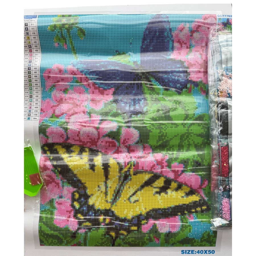 Kit de Pintura con Diamantes 5D - Diamond Paint - Mariposas - 50 x 40 cms