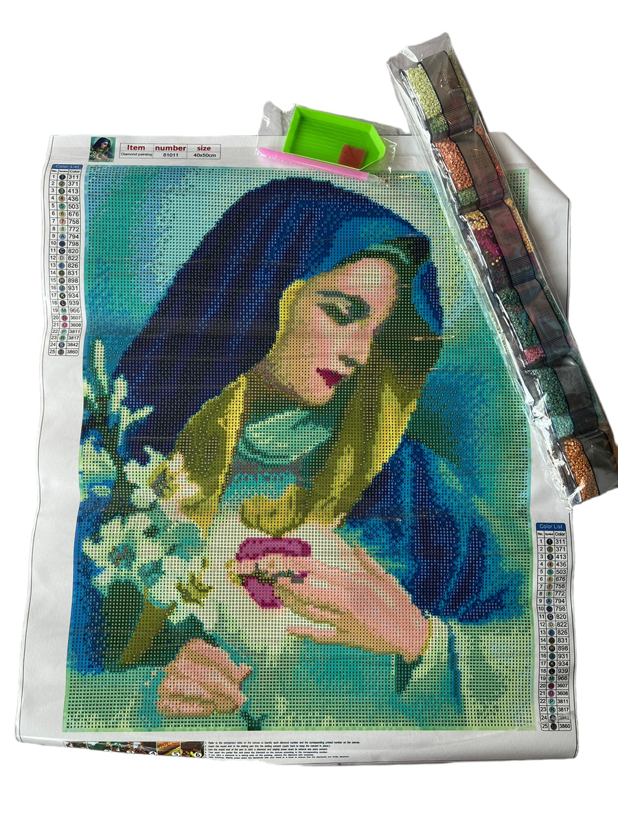 Kit de Pintura con Diamantes 5D - Diamond Paint - Corazon Inmaculado de la Virgen Maria - 50 x 40 cms