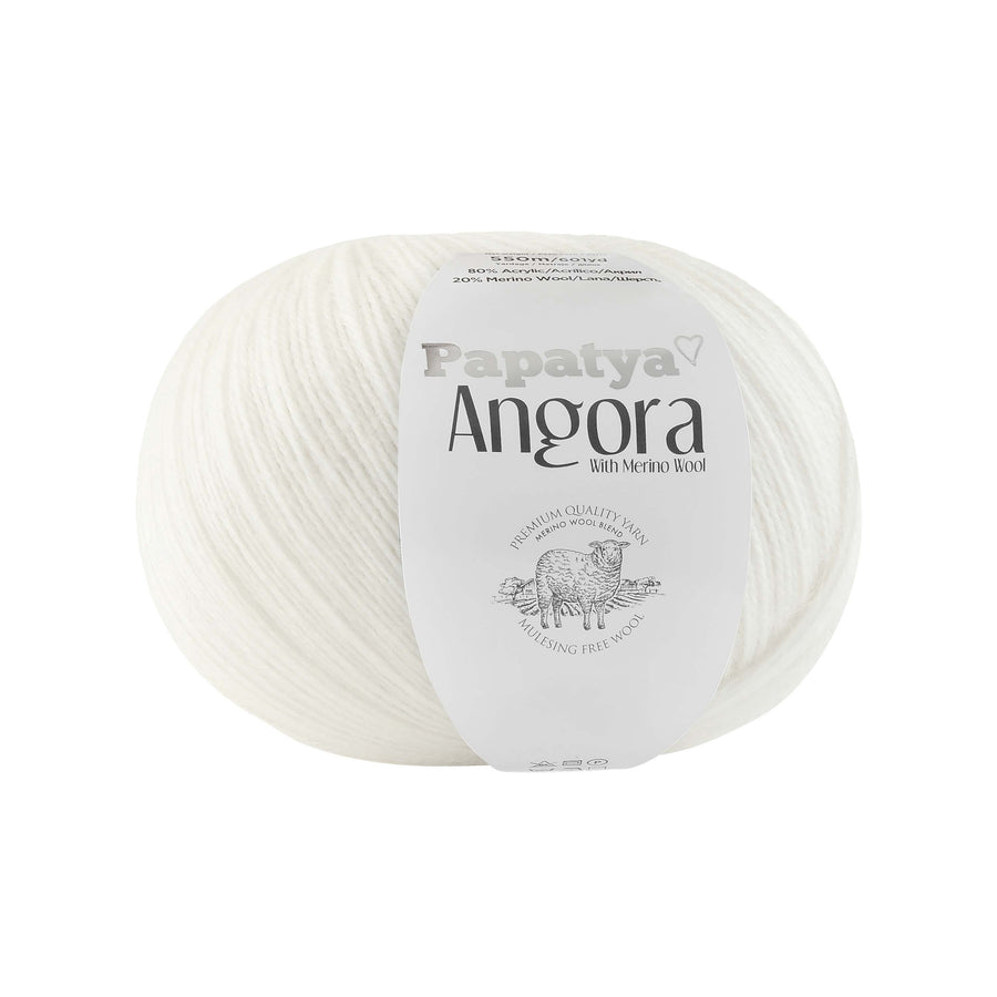 Lana Papatya Angora Blanca # 1000