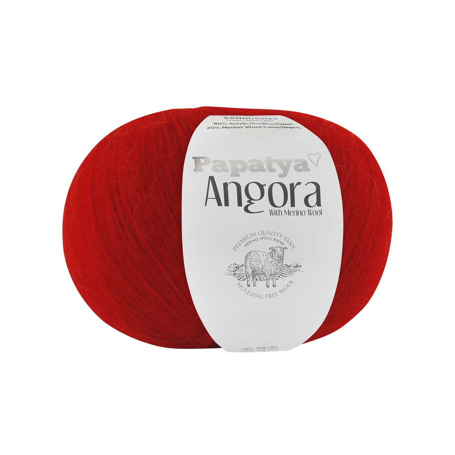 Lana Papatya Angora Rojo Cereza # 3080