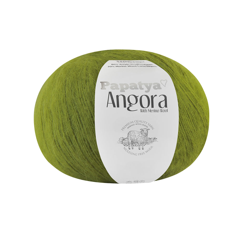 Lana Papatya Angora Verde Oliva # 6950