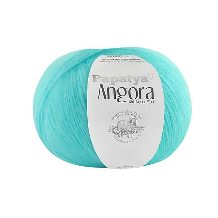 Lana Papatya Angora Azul Aguamarina # 5620