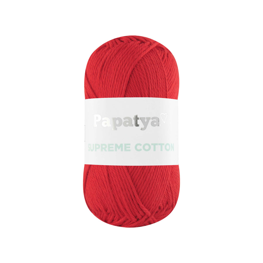 Lana Papatya Cotton Supreme Rojo Cereza # 3070 x 50 gramos