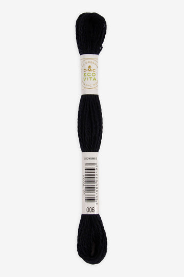Lana Fina Organica para Bordar DMC Ecovita - 006 - Negro