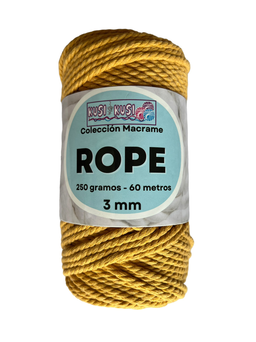 Lana Kusi Kusi Rope/Cuerda Amarillo Ocre 3 mm # 704