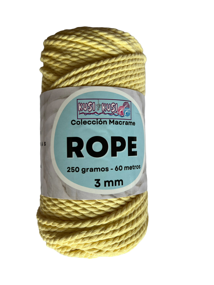 Lana Kusi Kusi Rope/Cuerda Amarillo Pastel 3 mm # 706