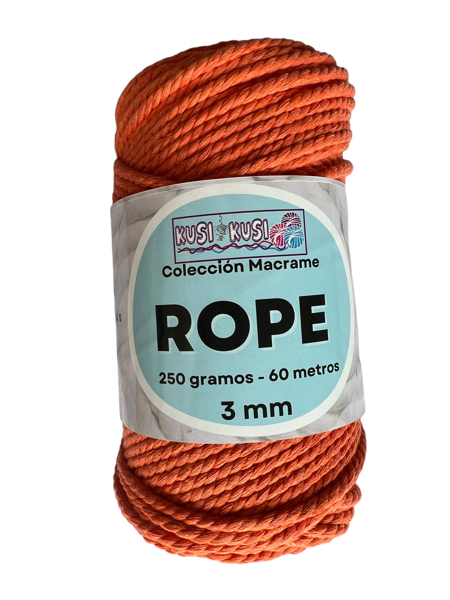 Lana Kusi Kusi Rope/Cuerda Naranja 3 mm # 702