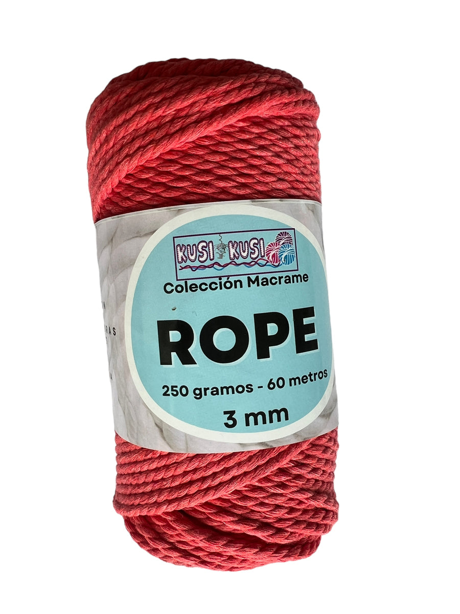 Lana Kusi Kusi Rope/Cuerda Rojo Cereza 3 mm # 701