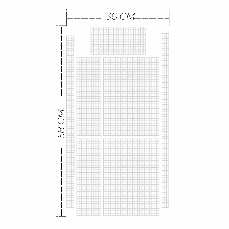 Malla plástica canvas para bolso rectangular (7 piezas)