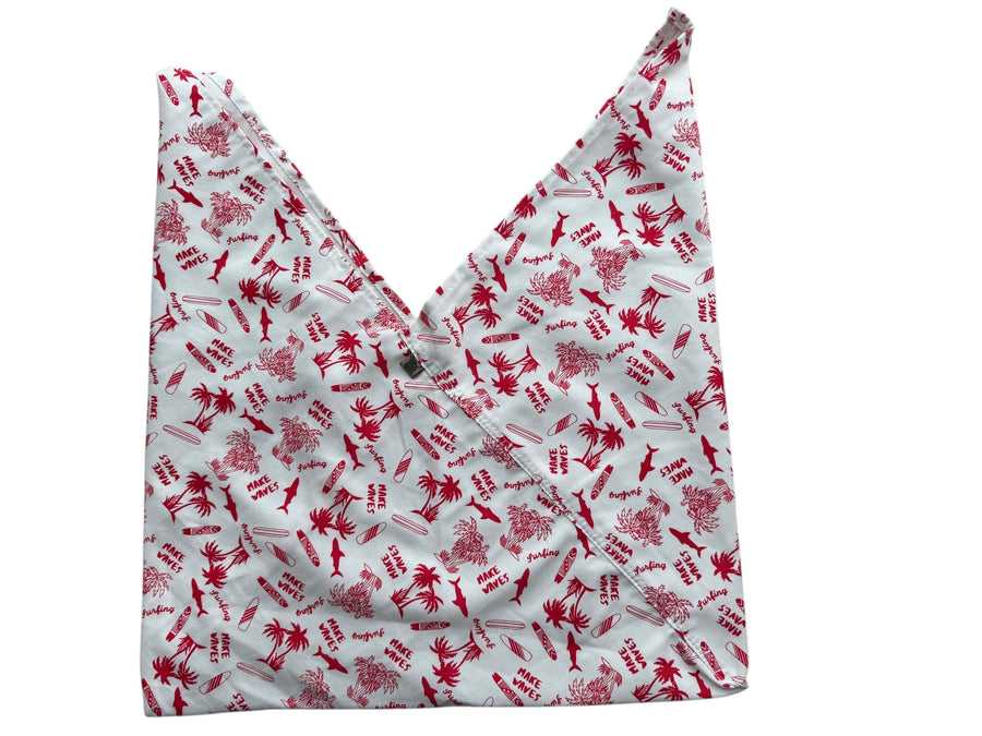 Bolsa Origami en Lona Estampada - Playa Azul Claro