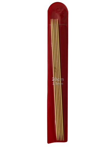 Aguja de tejer en cinco de madera bambú 2.5 mm