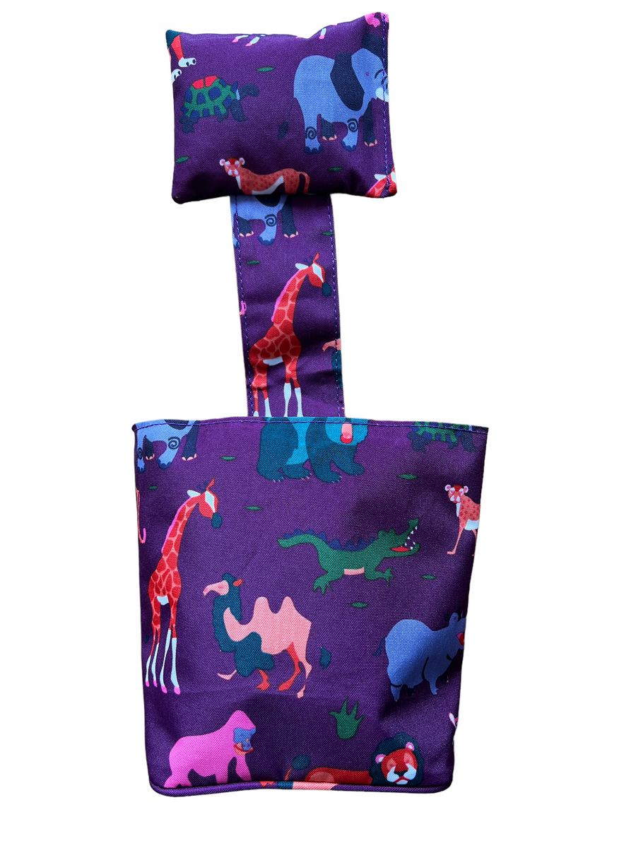 Bolsa Canguro Auxiliar Estampado Animales Morado