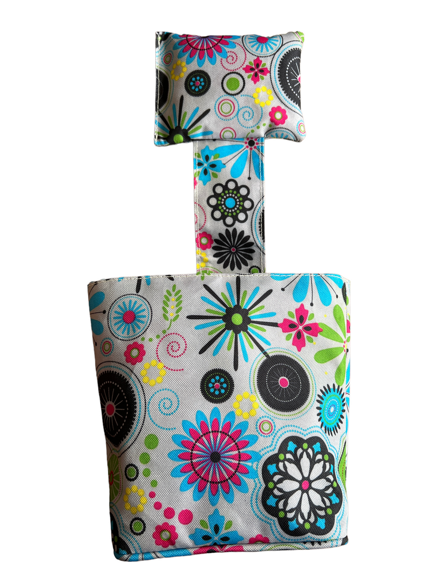 Bolsa Canguro Auxiliar Estampado Flor y Mandala Gris