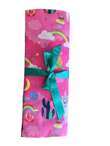 Estuche en Tela para Agujas de Tejer en Dos Rosado Llama
