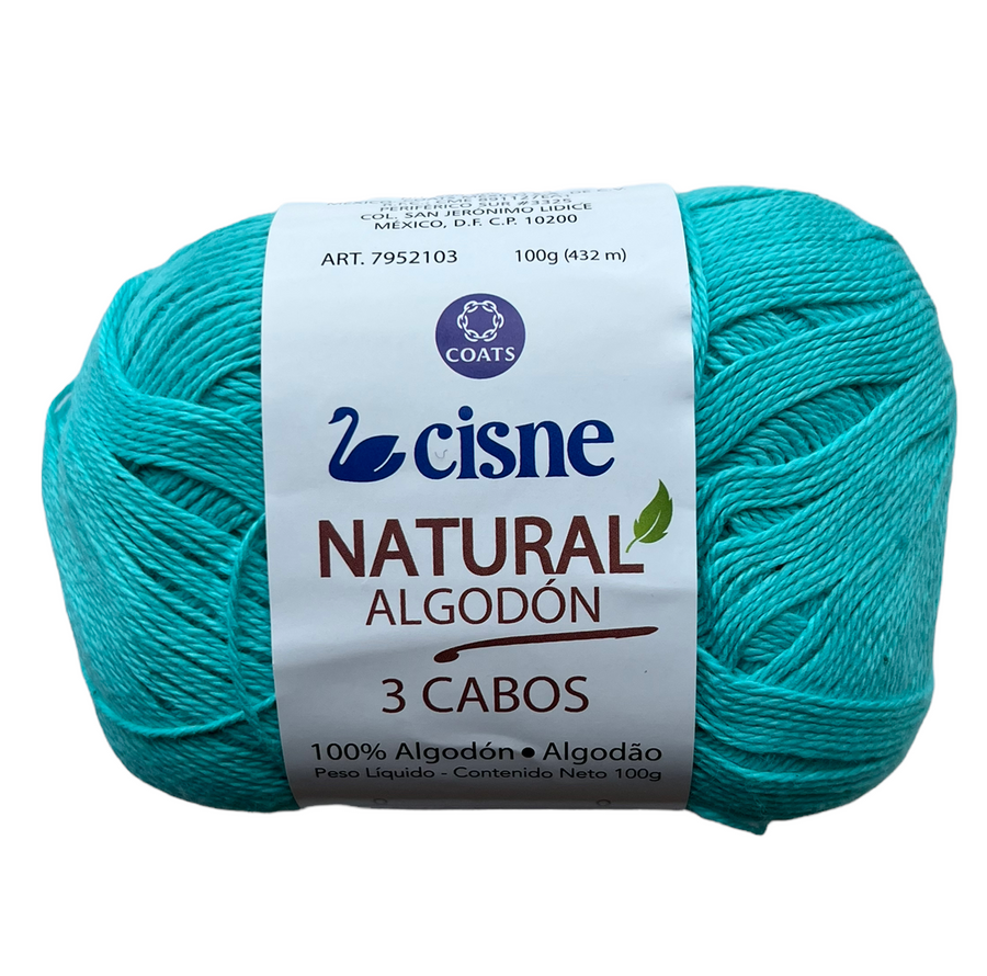 Hilo Cisne Natural Algodón 3 Cabos Verde Menta Fuerte 187