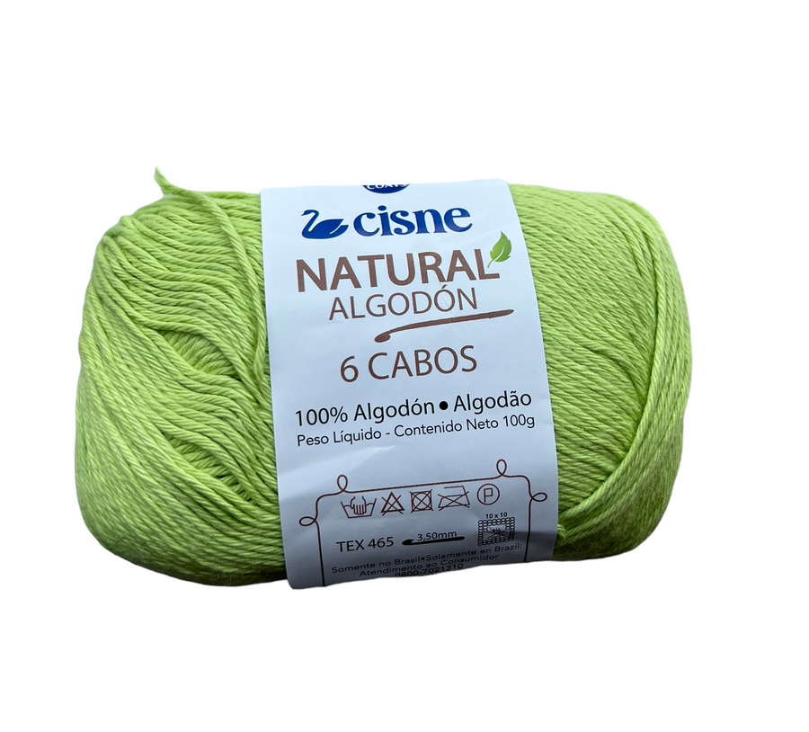 Hilo Cisne Natural Algodón 6 Cabos Verde Limon 255