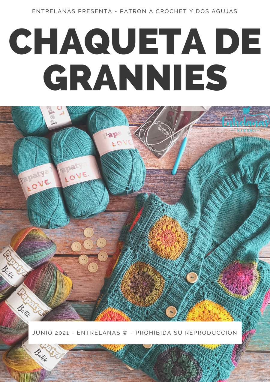 Patrón DIGITAL Chaqueta Grannies a Crochet Entrelanas PDF