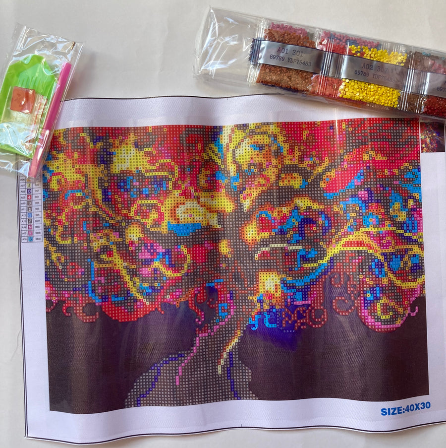 Kit de Pintura con Diamantes 5D - Diamond Paint - Arbol Colores - 30 x 40 cms