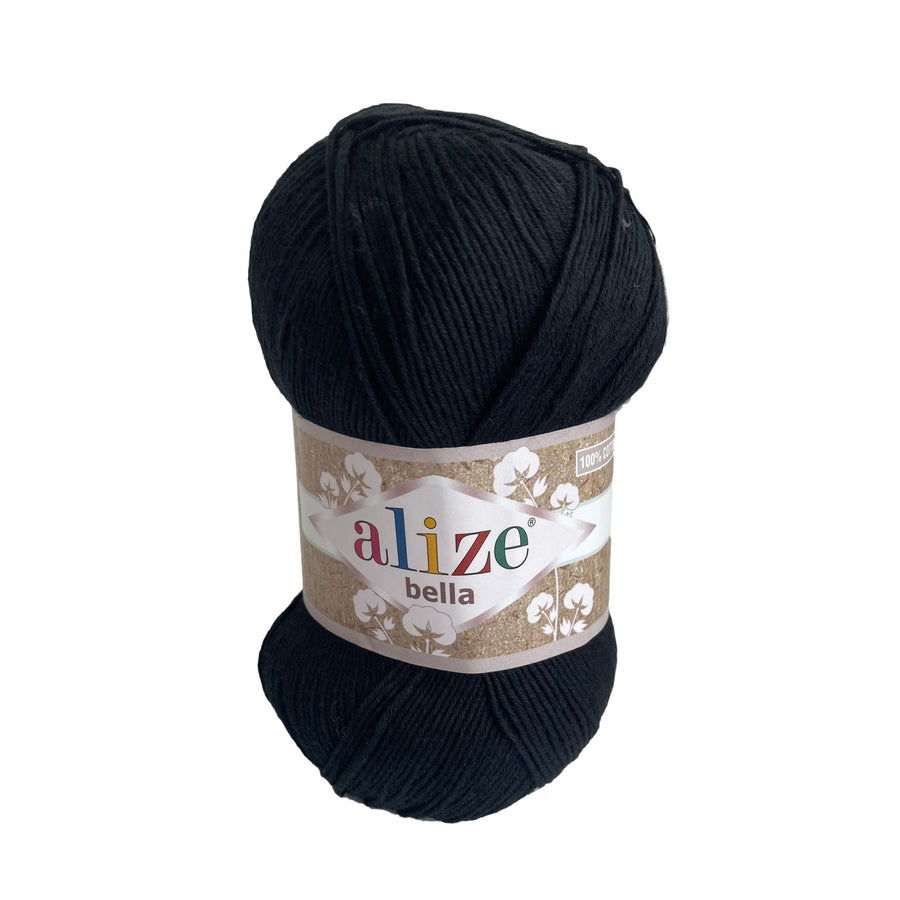 Hilo Alize Bella Unicolor Negro #060 x 100 gramos