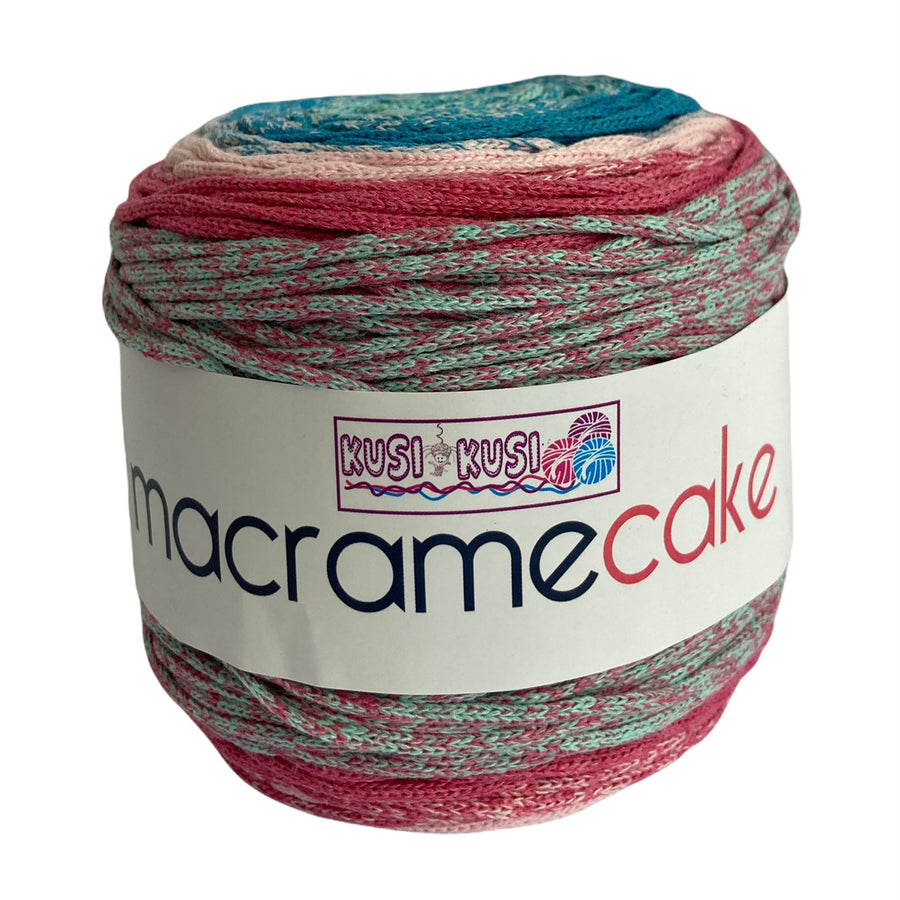 Lana Kusi Kusi Macrame Cake Matizado Azul Rosado # 17