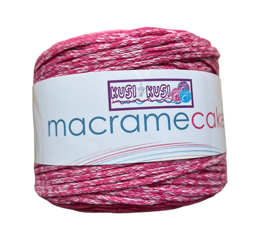 Lana Kusi Kusi Macrame Cake Rosado y Gris Matizado # 13