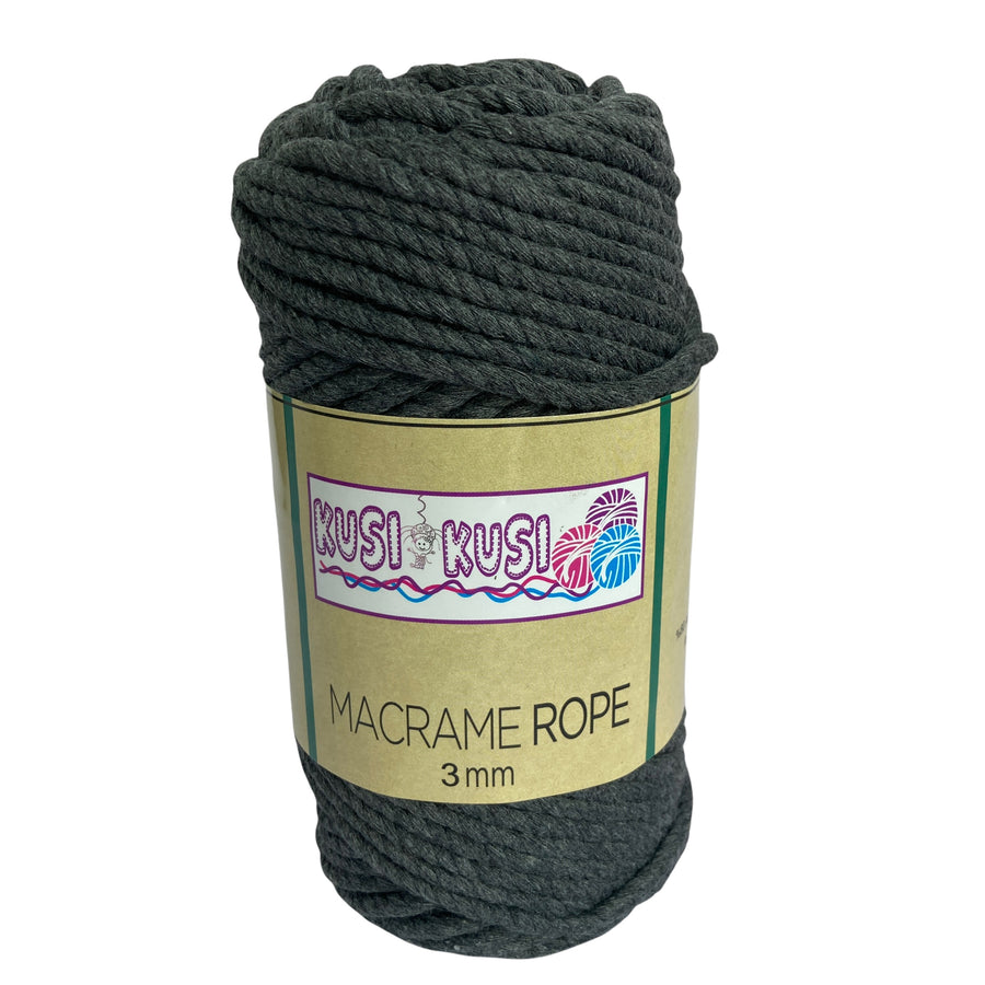 Lana Kusi Kusi Rope/Cuerda Gris Oscuro 3 mm # 23